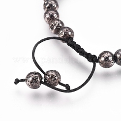 Electroplated Natural Lava Rock Braided Bead Bracelets&nbsp;BJEW-O162-H