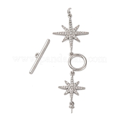 Brass Micro Pave Clear Cubic Zirconia Toggle Clasps&nbsp;KK-A223-36P