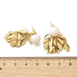 Brass Leaf Stud Earrings&nbsp;LS-EJEW-A121-11G