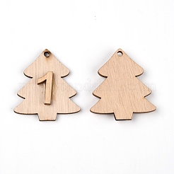 (Clearance Sale)Christmas Tree & Star with Number Unfinished Wood Cutouts Ornaments&nbsp;WOOD-WH0002-11