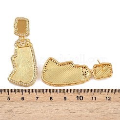 Brass Micro Pave Clear Cubic Zirconia Stud Earrings Findings&nbsp;KK-Z122-14G
