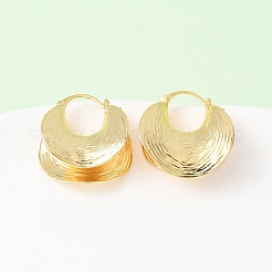 Textured Moon Brass Hoop Earrings&nbsp;EJEW-D346-10G