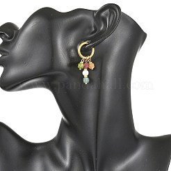 Natural Cultured Freshwater Pearl & Natural Multicolor Tourmaline Dangle Earrings&nbsp;EJEW-JE07460