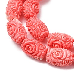 Synthetic Coral Dyed Carved Beads Strands&nbsp;SH-CBAE713-02