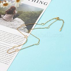 304 Stainless Steel Moon & Star Link Chains Necklace&nbsp;NJEW-JN03592