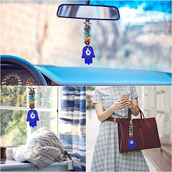 2Pcs Handmade Lampwork Evil Eye Pendant Decoration&nbsp;HJEW-CA0001-68