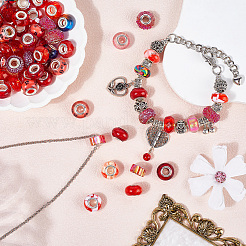 90Pcs 15 Styles Red Series Transparent Resin European Beads&nbsp;RPDL-SP0001-06