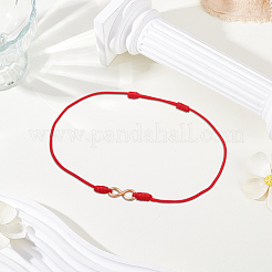 4Pcs 2 Colors Alloy Infinity Link Adjustable Cord Anklets&nbsp;AJEW-GO0002-53
