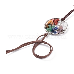 Chakra Natural Mixed Gemstone Woven Pendant Decorations&nbsp;HJEW-JM00660