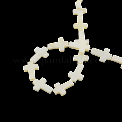 Cross Natural Freshwater Shell Beads Strands&nbsp;SSHEL-F290-17