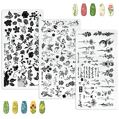 3Pcs 3 Styles Stainless Steel Nail Stamping Plates&nbsp;MRMJ-CP0001-52C