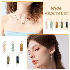 40Pcs 5 Styles Natural Mixed Gemstone Copper Wired Wrapped Connector Charms&nbsp;PALLOY-FH00008