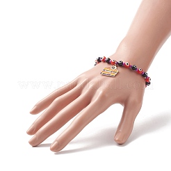 4Pcs 4 Style Halloween Theme Evil Eye Lampwork & Synthetic Turquoise Skull Stretch Bracelets Set&nbsp;BJEW-JB09273