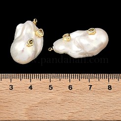 Brass & Pearl Micro Pave Cubic Zirconia Pendants&nbsp;KK-H259-13E-G01