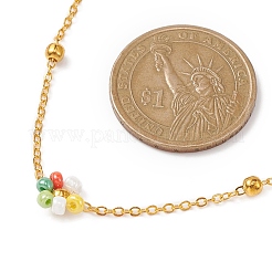 Colorful Glass Seed Beaded Flower Link Chain Bracelets & Necklaces & Anklet&nbsp;SJEW-JS01277