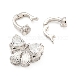 925 Sterling Silver Micro Pave Clear Cubic Zirconia Fold Over Clasps&nbsp;STER-U001-18P