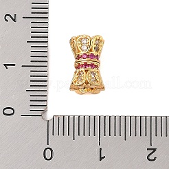 Rack Plating Brass Micro Pave Clear Cubic Zirconia Screw Clasps&nbsp;KK-S384-24G-01