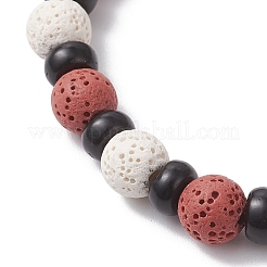 Natural Lava Rock & Coconut Shell Beaded Stretch Bracelets for Women Men&nbsp;BJEW-JB12470-01