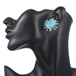 Flower Handmade Glass Seed Beads Stud Earrings&nbsp;EJEW-MZ00680-01