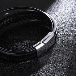 Leather Cords Multi-strand Bracelets with Magnetic Clasp&nbsp;PW-WG89659-01