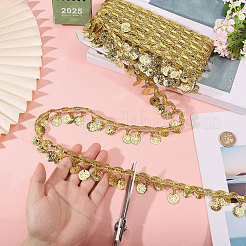 Polyester Metallic Thread & Sequins Lace Tassel Ribbon&nbsp;OCOR-WH0105-237B