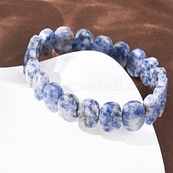 Natural Blue Spot Jasper Faceted Beaded Stretch Bracelets for Women&nbsp;BJEW-K251-07M