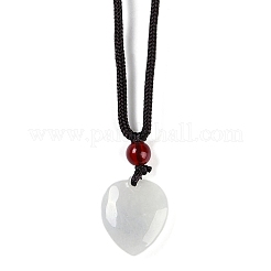 Natural Jadeite Heart Pendant Necklaces&nbsp;NJEW-F321-05