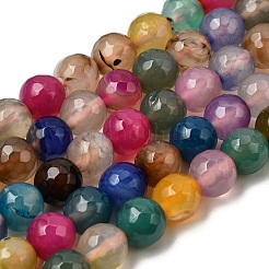 Faceted Natural Dragon Veins Fire Crackle Agate Beads Strands&nbsp;G-F447-10mm-F01