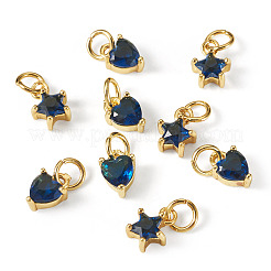 12Pcs 2 Styles Brass Micro Pave Cubic Zirconia Charms&nbsp;KK-TA0008-70B