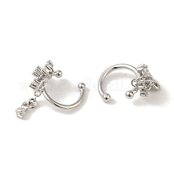 Rack Plating Brass Pave Clear Cubic Zirconia Flower Cuff Earrings for Women&nbsp;EJEW-P280-08P
