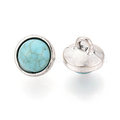Zinc Metal Alloy & Natural Turquoise Buttons&nbsp;BUTT-WH0057-001BAS