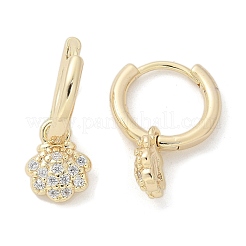 Brass Clear Cubic Zirconia Hoop Earrings&nbsp;EJEW-Q014-06G