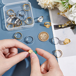 20Pcs 2 Styles Adjustable 304 Stainless Steel Finger Rings Components&nbsp;STAS-UN0057-19A
