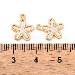 Brass Pave Natural Freshwater Shell Flower Charms&nbsp;KK-S389-04G