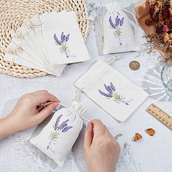 Lavender Printed Cotton Sachet Storage Drawstring Bags&nbsp;ABAG-WH0045-61C