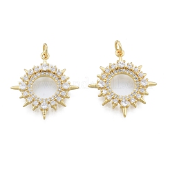 Brass Micro Pave Clear Cubic Zirconia Pendants&nbsp;KK-G431-11G