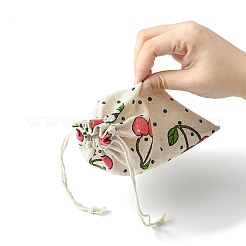 10Pcs 5 Styles Printed Polycotton(Polyester Cotton) Packing Pouches Drawstring Bags&nbsp;ABAG-YW0001-04