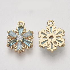 Brass Cubic Zirconia Charms&nbsp;X-ZIRC-S064-019