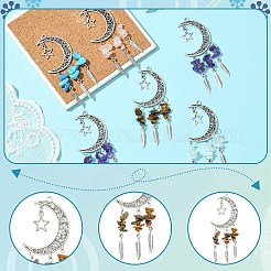 10Pcs 5 Colors Tibetan Style Alloy with Mixed Stone Chip Big Pendants&nbsp;PALLOY-CJ00159