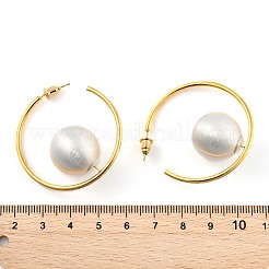 Round Two Tone Brass Stud Earrings for Women&nbsp;EJEW-U055-17GS