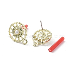 Rack Plating Golden Alloy with ABS Pearl Stud Earring Findings&nbsp;EJEW-B036-03G-09
