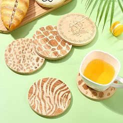 5Pcs 5 Colors Wood Coaster&nbsp;AJEW-CJ0001-67
