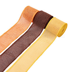 3 Rolls 3 Colors Polyester Imitation Linen Wrapping Ribbon&nbsp;OCOR-YS0001-02B