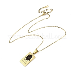 304 Stainless Steel Black Enamel Rectangle with Constellation Pendant Necklaces&nbsp;NJEW-I128-01E