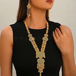 Luxury Vintage Alloy Heart Hollow Tassel Earrings & Necklaces Set for Women Wedding Party Dress&nbsp;HJ0822