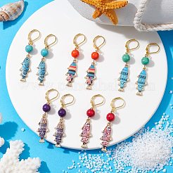 Alloy Fish Dangle Leverback Earrings&nbsp;EJEW-JE05639