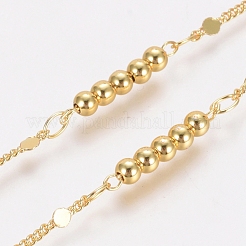 3.28 Feet Brass Handmade Beaded Chains&nbsp;X-CHC-G006-07G
