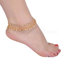 Alloy Crystal Rhinestone Tennis Chain Bell Tassel Anklets&nbsp;FS-WG605A0-01