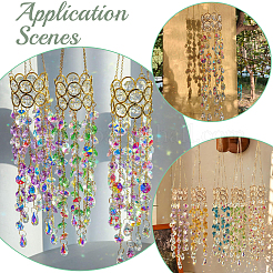 Crystal Glass & Iron Hanging Suncatchers&nbsp;HJEW-SP0001-88B