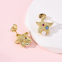 Brass Micro Pave Cubic Zirconia Stud Earrings&nbsp;EJEW-K267-28G
